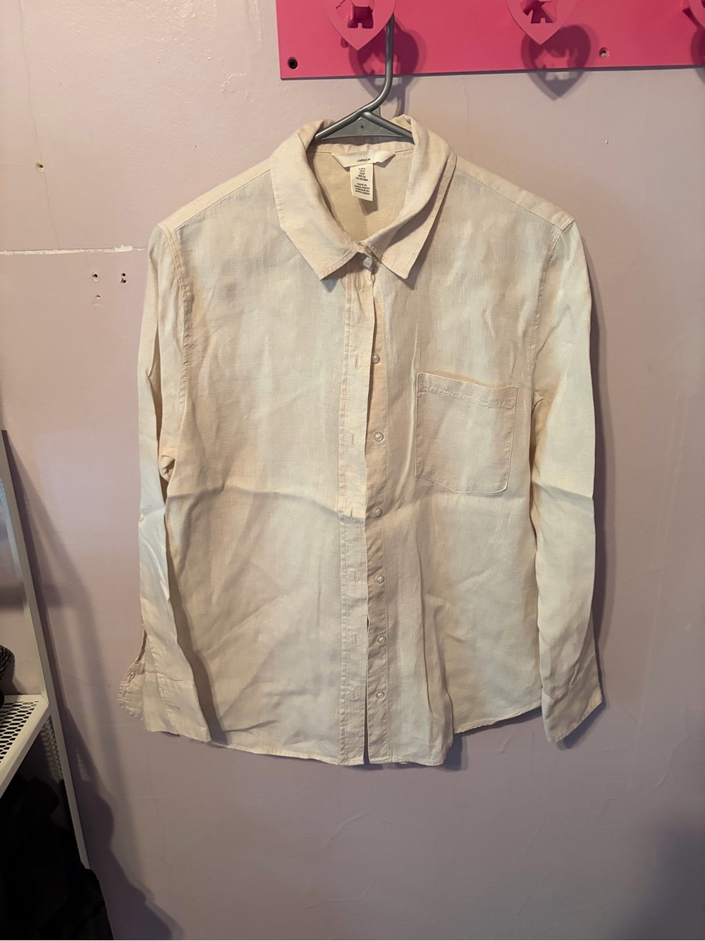 H&M 100% LINEN beige button up
